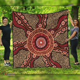 Australia Aboriginal Quilt - Brown Aboriginal Style Dot Painting Quilt