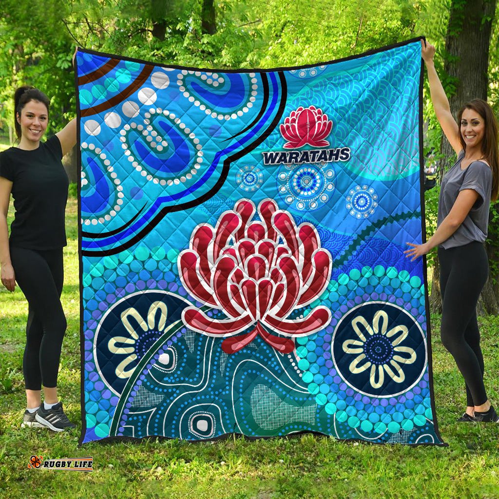 new south wales waratahs aboriginal premium quilt indigenous wave vibes