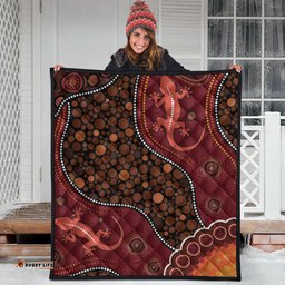 Australia Aboriginal Inspired Quilt - Lizard Aboriginal Inspired Dot Painting Style