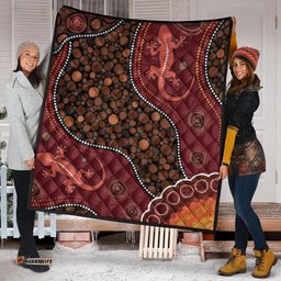 Australia Aboriginal Inspired Quilt - Lizard Aboriginal Inspired Dot Painting Style