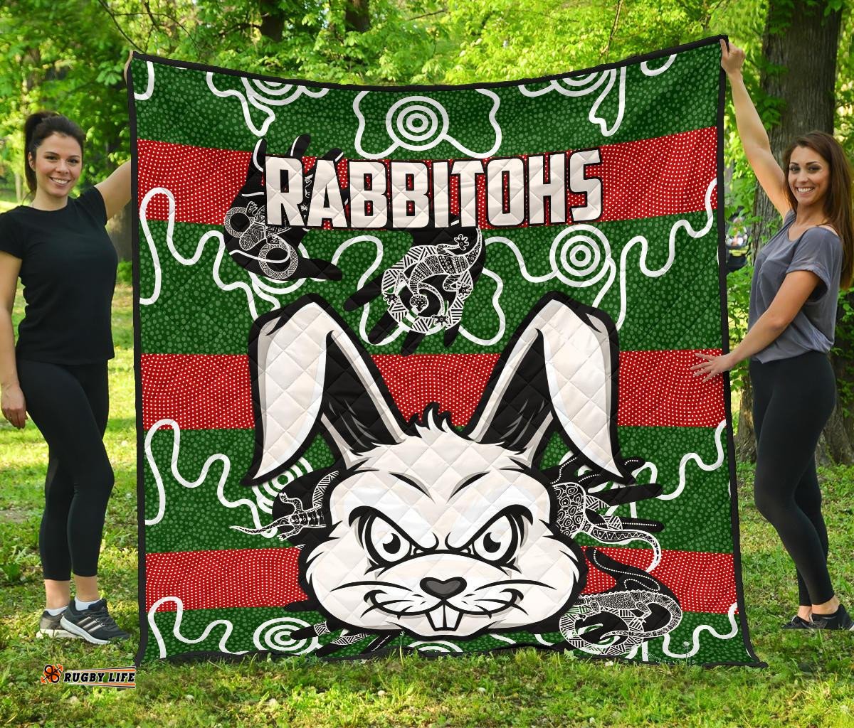 rabbitohs indigenous premium quilt rabbit head