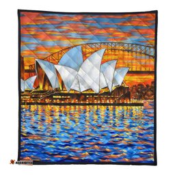 Sydney Travelling Quilt - Sydney Opera House Oil Painting Art Quilt