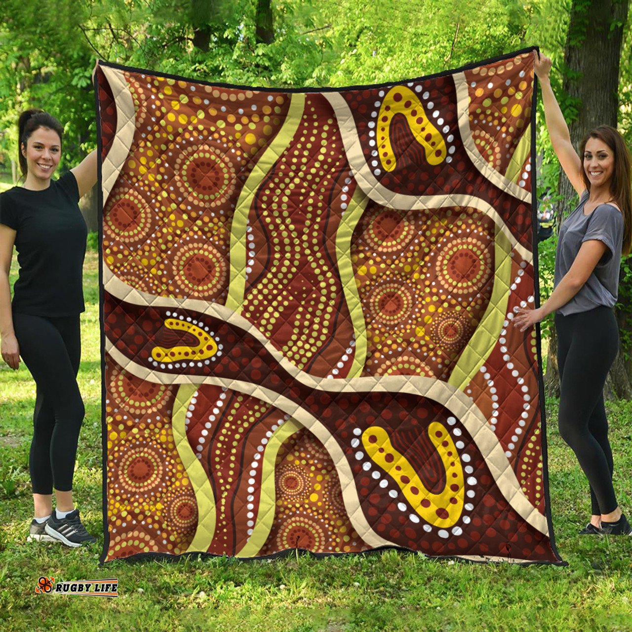 Australia Aboriginal Inspired Quilt - Indigenous Art Aboriginal Inspired Dot Painting Style 5