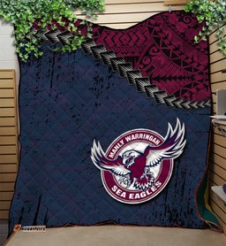manly warringah sea eagles premium quilt grunge polynesian tattoo nrl