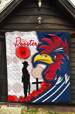 australia roosters premium quilt anzac day three tiles style
