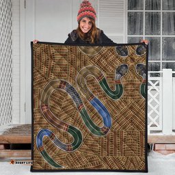 Australia Aboriginal Inspired Quilt - A Snake Aboriginal Styled Dot Painting Artwork Quilt