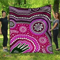 Australia Aboriginal Inspired Quilt - Aboriginal dot art handprint background