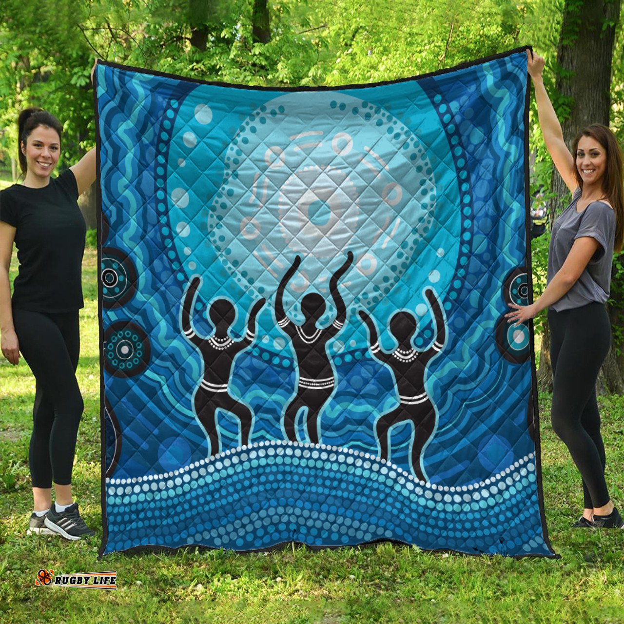 Australia Aboriginal Inspired Quilt -  Aboriginal Style Of Landscape Background Quilt