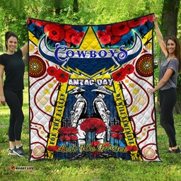 cowboys anzac day watercolour rugby quilt custom remembrance cowboys with poppy flower