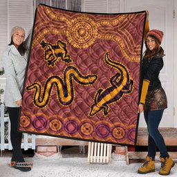 Australia Aboriginal Inspired Quilt - Indigenous Animal Aboriginal Inspired Dot Painting Style