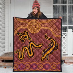 Australia Aboriginal Inspired Quilt - Indigenous Animal Aboriginal Inspired Dot Painting Style