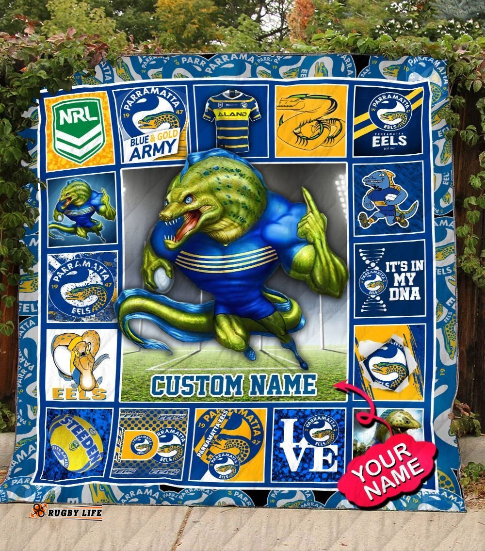 parramatta eels quilt blanket nrl quilt blanket mascot personalized