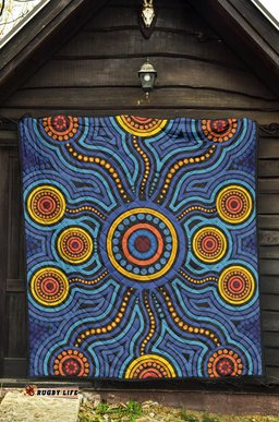 aboriginal premium quilt aboriginal flower blue dot painting art