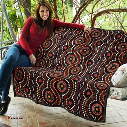Australia Aboriginal Inspired Quilt - Aboriginal Dot Art Vector Seamless Pattern Background Quilt