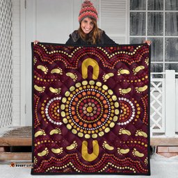 Australia Aboriginal Inspired Quilt - Foots Print Aboiginal Inspired Dot Painting Style