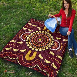 Australia Aboriginal Inspired Quilt - Foots Print Aboiginal Inspired Dot Painting Style