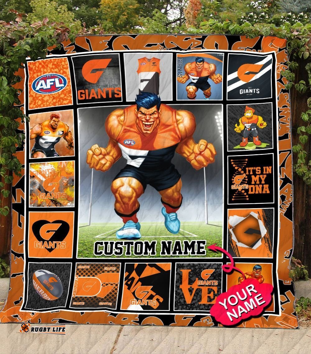 greater western sydney giants quilt blanket afl quilt blanket mascot personalized