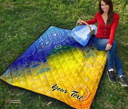 custom text aboriginal premium quilt indigenous fishing