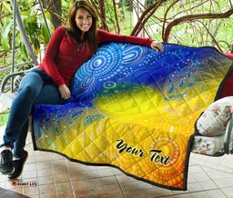 custom text aboriginal premium quilt indigenous fishing