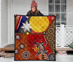 premium quilt aboriginal dot painting & flags crocodile