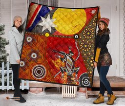 premium quilt aboriginal dot painting & flags crocodile