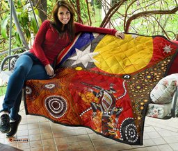 premium quilt aboriginal dot painting & flags crocodile