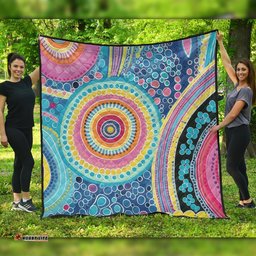 Australia Aboriginal Quilt - Dots Pattern And Vivid Pastel Colours Quilt
