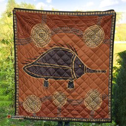 Australia Aboriginal Inspired Quilt - Echidna Aboriginal Styled Dot Painting Artwork Quilt