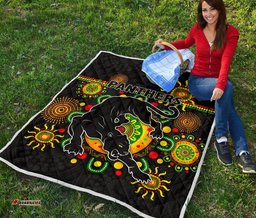 penrith premium quilt indigenous panthers black