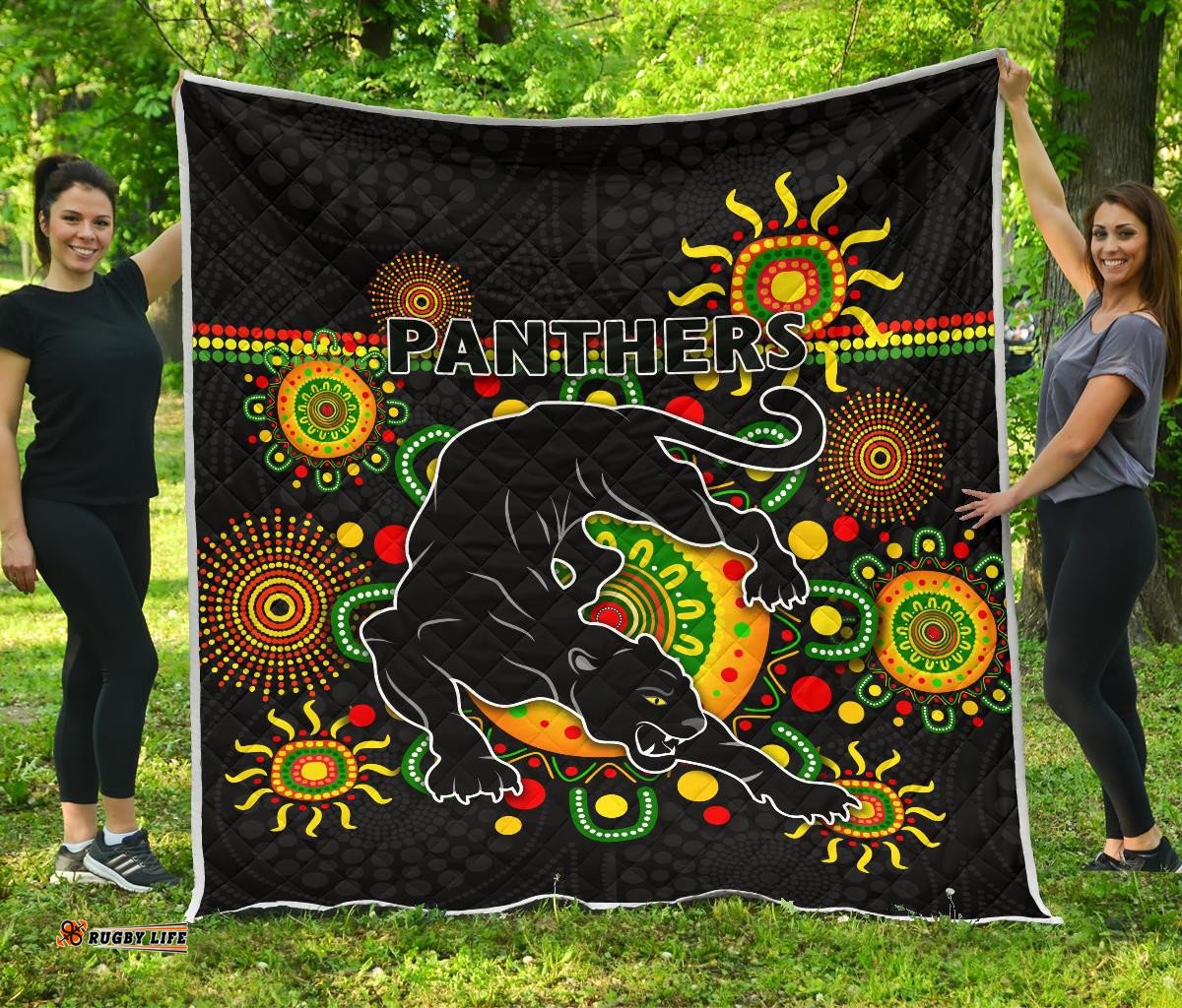 penrith premium quilt indigenous panthers black