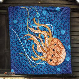 Australia Aboriginal Inspired Quilt - Aboriginal Art Vector Background Depicting Jellyfish Quilt