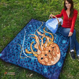 Australia Aboriginal Inspired Quilt - Aboriginal Art Vector Background Depicting Jellyfish Quilt