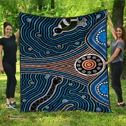 Australia Aboriginal Inspired Quilt - Aboriginal dot painting depicting Fierce Snake and Magpies