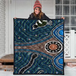 Australia Aboriginal Inspired Quilt - Aboriginal dot painting depicting Fierce Snake and Magpies