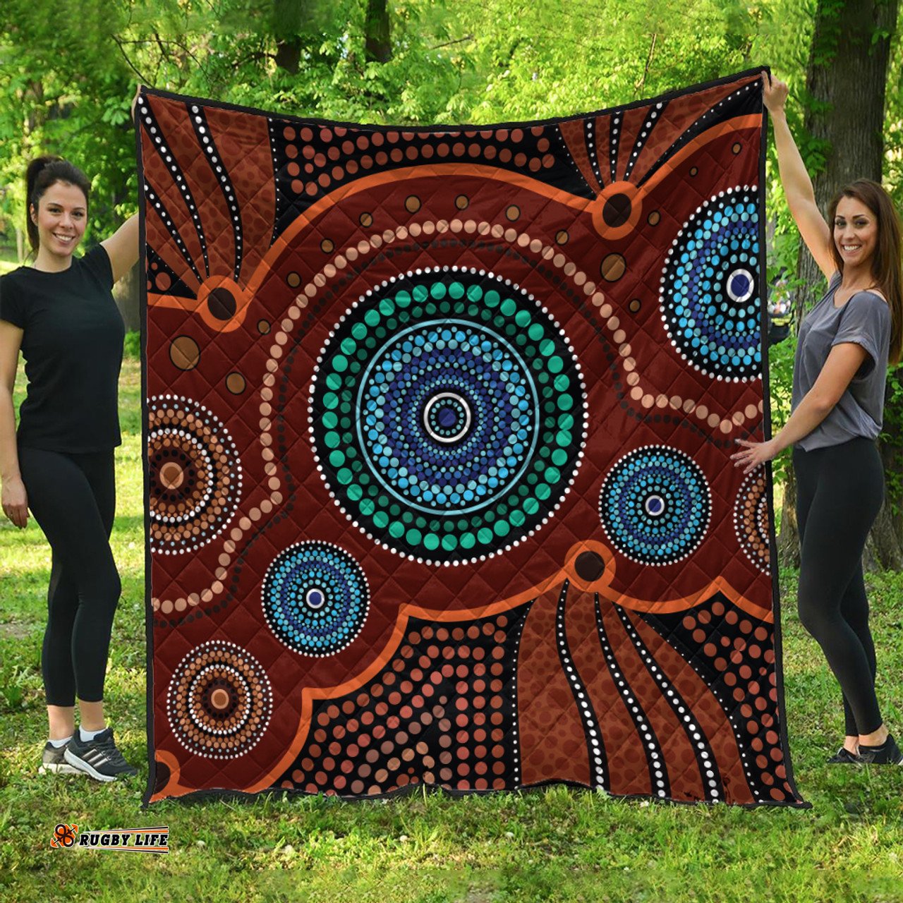 Australia Aboriginal Inspired Quilt - Aboriginal Art Vector Background Quilt