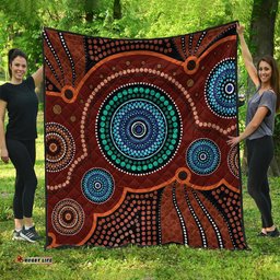 Australia Aboriginal Inspired Quilt - Aboriginal Art Vector Background Quilt