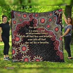 Australia Aboriginal Quilt - The More You Know The Less You Need Red and Gold Patterns Quilt