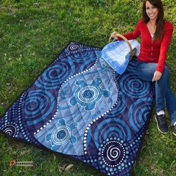 Australia Aboriginal Inspired Quilt - Aboriginal Dot Art Vector Painting With Turtle Quilt