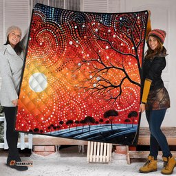 Australia Aboriginal Quilt - Aboriginal Dot Painting Style Art Dreamtime Story Quilt