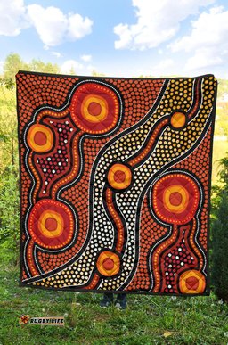 aboriginal premium quilt landscape circle dot painting art