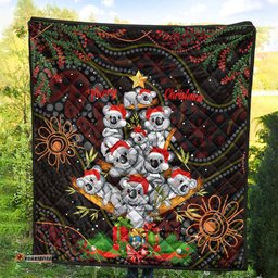 Aboriginal Christmas Quilt - Aussie Koala Christmas Tree with Aboriginal Inspired Quilt