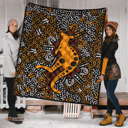 Australia Aboriginal Inspired Quilt - Aboriginal art background with kangaroo