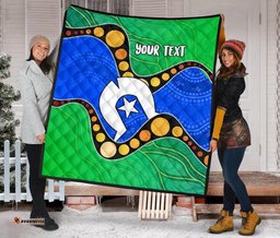 custom torres strait islands premium quilt flag with aboriginal patterns
