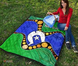custom torres strait islands premium quilt flag with aboriginal patterns
