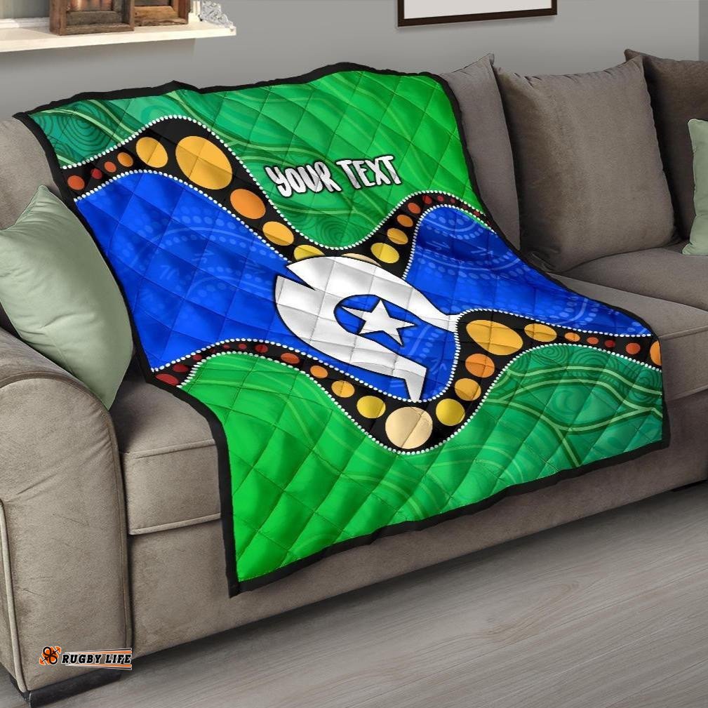 custom torres strait islands premium quilt flag with aboriginal patterns