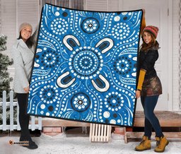 aboriginal premium quilt indigenous circle dot painting blue color