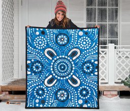 aboriginal premium quilt indigenous circle dot painting blue color