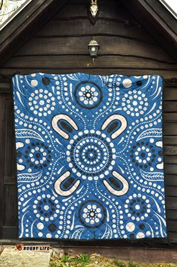aboriginal premium quilt indigenous circle dot painting blue color