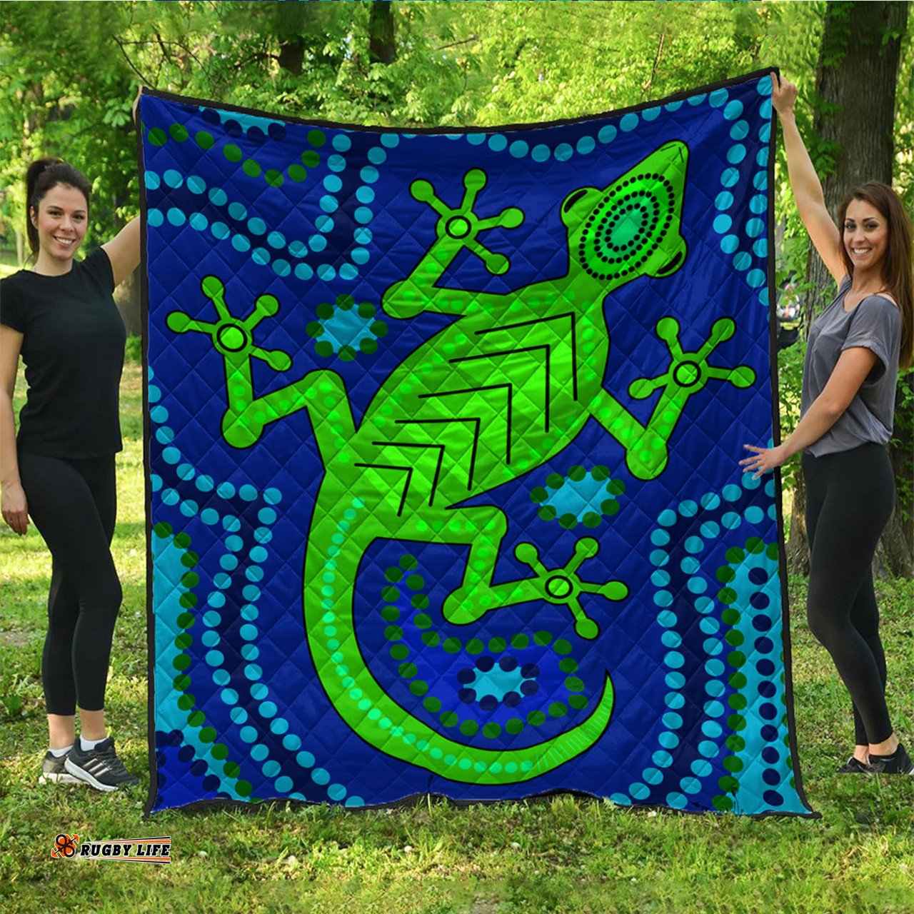 Australia Aboriginal Inspired Quilt - Aboriginal Dreamtime Lizard