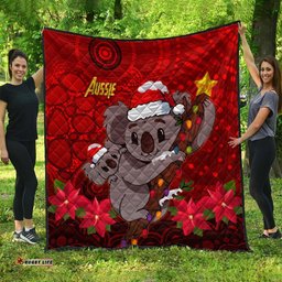 Aboriginal Christmas Quilt - Aussie Koala Christmas Poinsettia with Aboriginal Inspired Quilt